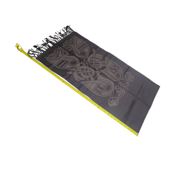Patrick Francis Celtic Knot Scarf 100% Pashmina 70" Charcoal Gray Book of Kells - Picture 12 of 16